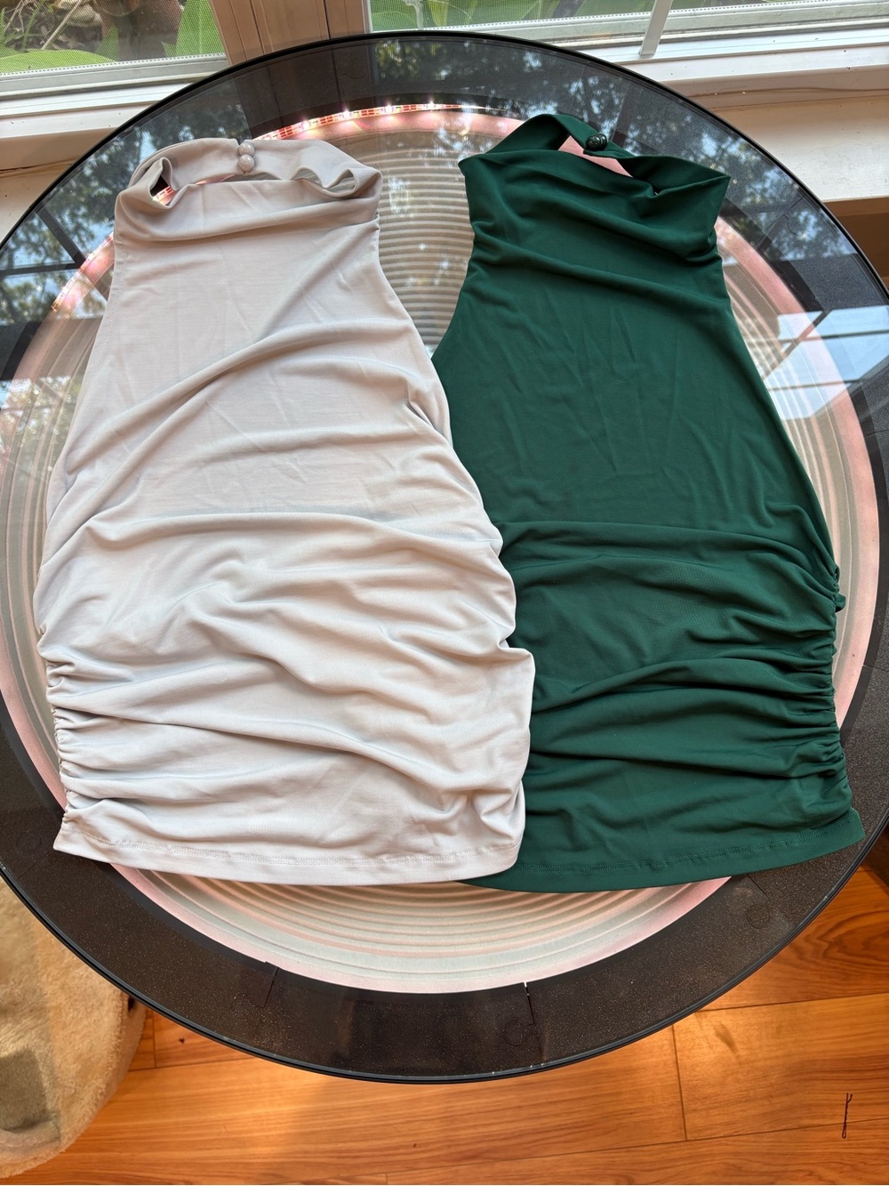 NEW American Eagle Sleeveless Ruched tops - Gray and Dark Green Bundle